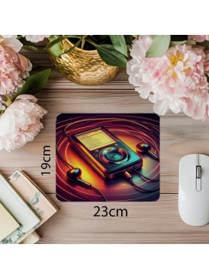 Neon Ekranlı Müzik Çalar Mouse Pad Tasarımı - 19x23 cm 2 mm Dikdörtgen İthal Baskılı Mouse Pad