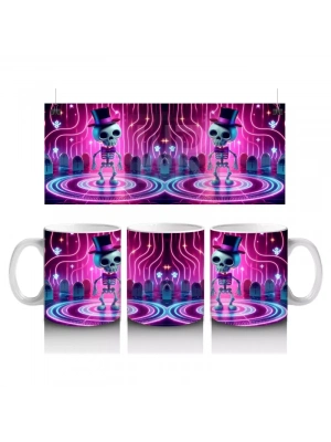 Neon Işıklarla Dans Eden Canavar Figürlü Renkli Cadılar Bayramı Baskılı Kupa