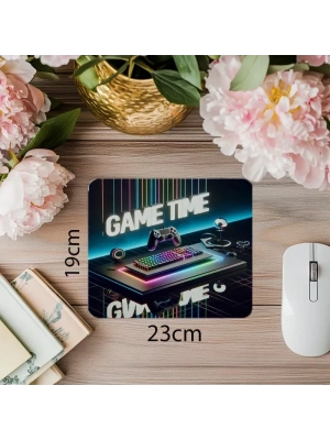 Neon Işıklarla Oyun Zamanı Mouse Pad - 19x23 cm 2 mm Dikdörtgen İthal Baskılı Mouse Pad