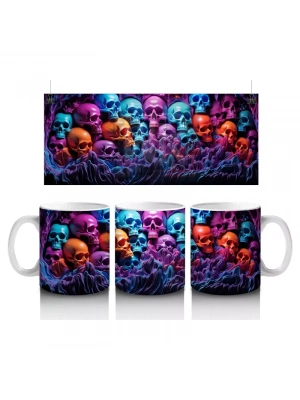 Neon Işıklı Kafatası Duvarı – Hediyelik Kahve Kupası