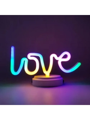 Neon Işıklı Love Yazılı Masa Gece Lambası