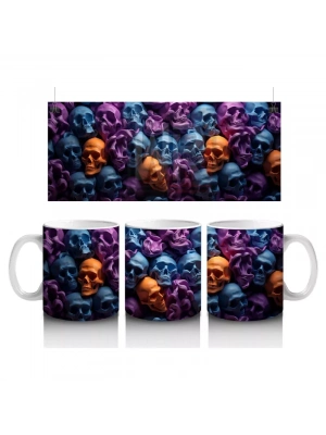 Neon Renkler Arasında Kafatası Ordusu – Hediyelik Kahve Kupası