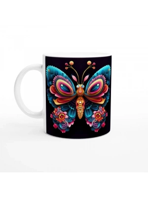 Neon Renkli Gökkuşağı Kelebek Kupa Bardak