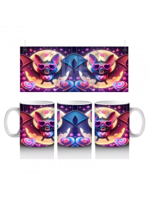 Neon Renkli Şeytan Maskesi Figürlü Korku Temalı Baskılı Kupa Bardak