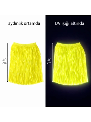 Neon Sarı Hawaii Parti Eteği 40 cm