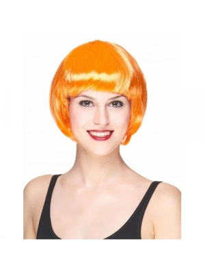 Neon Turuncu Renk Açık Turuncu Küt Parti Peruğu