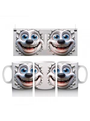 Neşeyle Bakan Sevimli Karakter Suratları – Baskılı Kahve Kupası