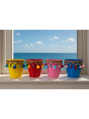 ®  Dekoratif Saksı Akdeniz MAVİ  Tekli