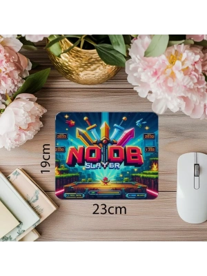 Noob Slayer Yazılı Pixel Temalı Mousepad - 19x23 cm 2 mm Dikdörtgen İthal Baskılı Mouse Pad
