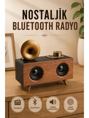 Nostaljik Radyo Bluetooth Bağlantılı Şarjlı Yüksek Ses Kaliteli