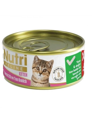 Nutri Feline Tahılsız Tavuk Etli Ve Ton Balıklı Yavru Kedi Konservesi 85gr