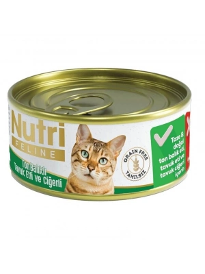 Nutri Feline Tahılsız Ton Balık Tavuk Ciğerli Kedi Konservesi 85 Gr