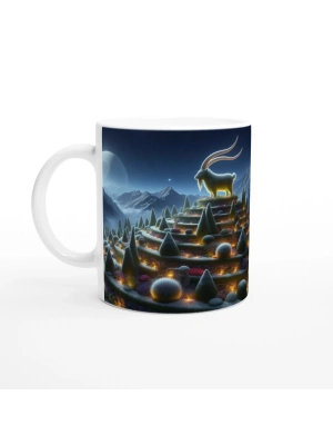 Oğlak Burcu Baskılı Kahve Kupası - Ay ışığında Zodyak Bahçesi Vs2