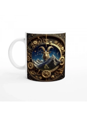 Oğlak  Burcu Baskılı Kahve Kupası - Zamanın Çarkları Astroloji Mekanizması Vs3