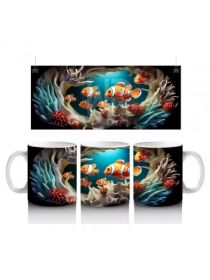 Okyanus Derinliğinde Neşeli Palyaço Balıkları – Baskılı Kupa