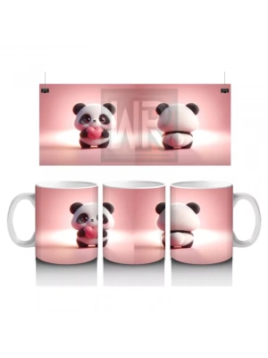 Ön ve Arka Yüzüyle Sevimli Panda Karakteri – Baskılı Kahve Kupası