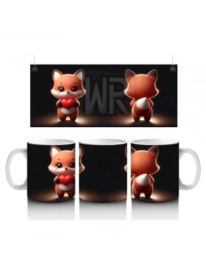Ön ve Arka Yüzüyle Sevimli Tilki Karakteri – Baskılı Kahve Kupası