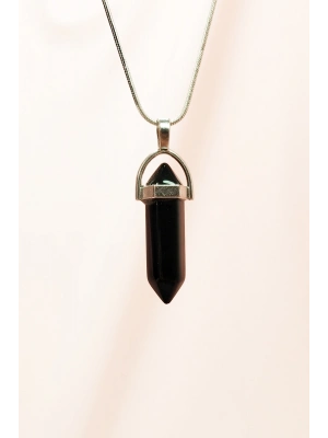 Onix Doğal Taşı Zincirli El Yapımı Tasarımlı Kolye Uç: 3,5 cm Zincir: 20 cm Kutulu