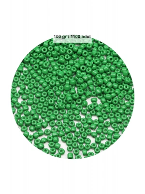 Opak Yeşil Renk 4 mm Yaklaşık 1100 adet / 100 gram Cam Boncuk Oya Yazma Bileklik ve Kolye