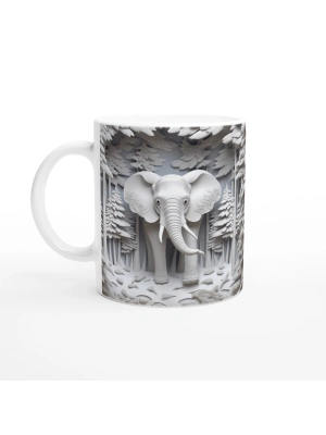 Ormanda Beliren Fil Silueti Temalı Baskılı Kupa Bardak