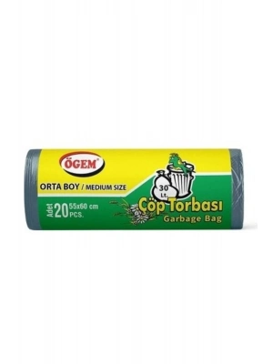 Orta Boy Çöp Torbası 55 x 60 cm 20 Li Rulo x 5 Paket = 100 Adet (Mavi)