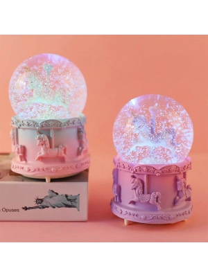 Orta Boy Müzikli Unicorn Kar Küresi