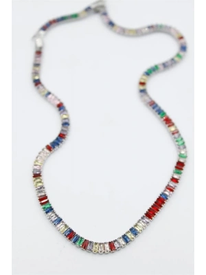 Orta Boy Renkli Su Yolu Kolye - Gümüş