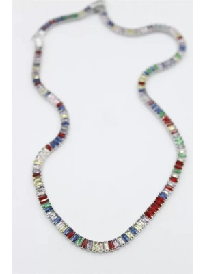 Orta Boy Renkli Su Yolu Kolye - Gümüş