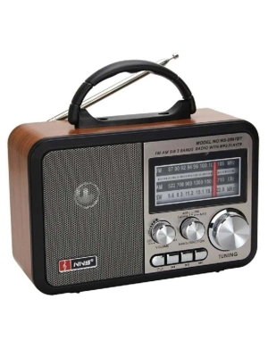 ®  Orta Boy Retro, Nostaljik, Ahşap Tasarım Bluetooth Hoparlörlü, Şarjlı, Taşınabilir FM/AM Destekli Radyo NS-8897