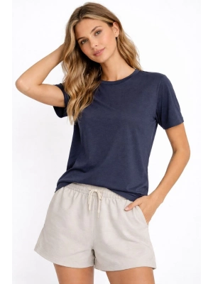 Osy Modal Kadın Bisiklet Yaka T-shirt - İndigo