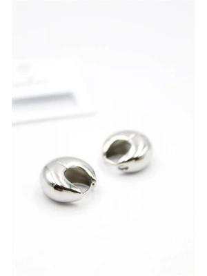 Oval Halka Küpe - Gümüş