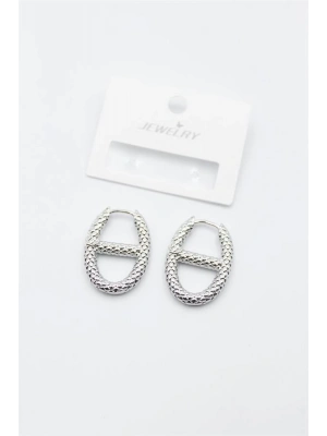Oval Halka Küpe - Gümüş