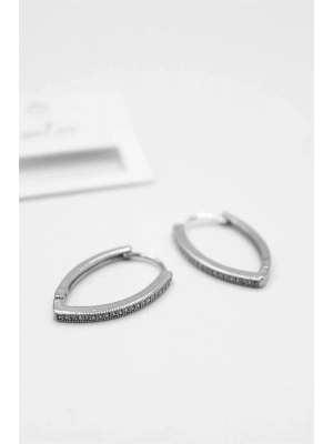 Oval Halka Küpe - Gümüş