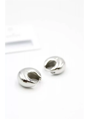 Oval Halka Küpe - Gümüş