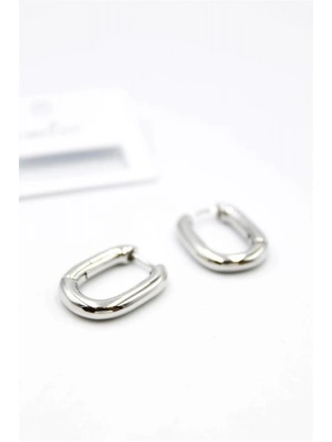 Oval Halka Küpe - Gümüş