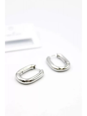 Oval Halka Küpe - Gümüş