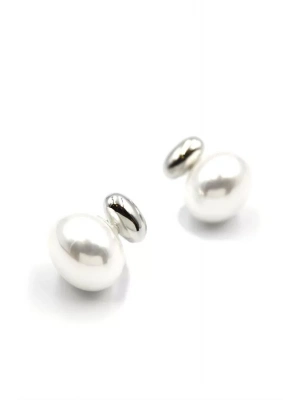 Oval İnci Küpe - Gümüş