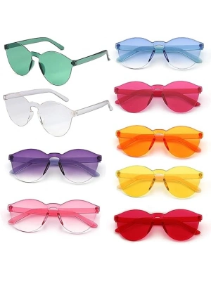 Oval Şekilli Çerçevesiz Parti Gözlüğü 6 Renk 6 Adet