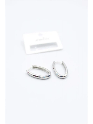 Oval Taşlı Küpe - Gümüş