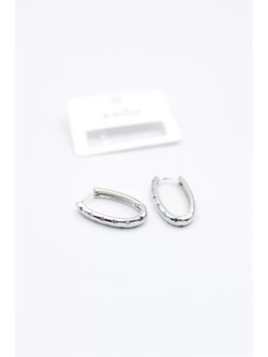 Oval Taşlı Küpe - Gümüş