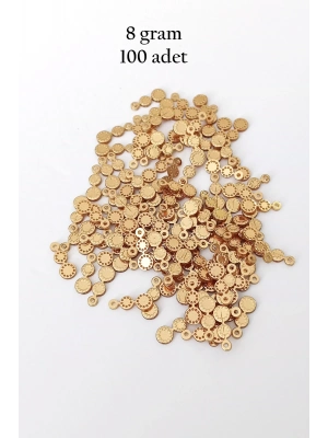 Oya Abiye Bileklik Kolye Pleksi Metalik Plastik Pul Altın Renk 8 gram 100 adet - BNC498