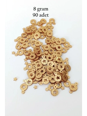 Oya Abiye Bileklik Kolye Pleksi Metalik Plastik Pul Altın Renk 8 gram 90 adet - BNC477