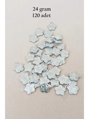 Oya Abiye Bileklik Kolye Pleksi Metalik Plastik Pul Gümüş Renk 24 gram 120 adet - BNC584