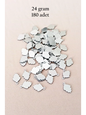 Oya Abiye Bileklik Kolye Pleksi Metalik Plastik Pul Gümüş Renk 24 gram 180 adet - BNC564