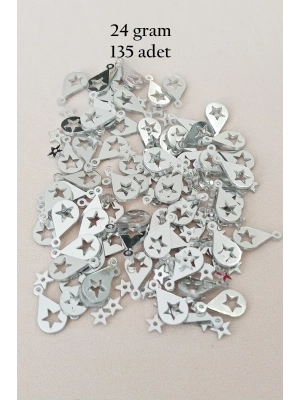 Oya Abiye Bileklik Kolye Pleksi Metalik Plastik Pul Gümüş Renk 24 gram 195 adet - BNC581