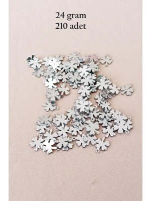 Oya Abiye Bileklik Kolye Pleksi Metalik Plastik Pul Gümüş Renk 24 gram 210 adet - BNC562