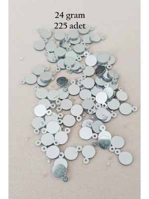 Oya Abiye Bileklik Kolye Pleksi Metalik Plastik Pul Gümüş Renk 24 gram 225 adet - BNC580