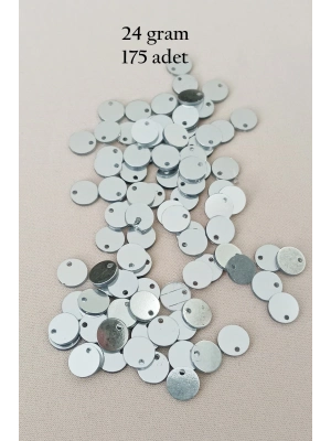 Oya Abiye Bileklik Kolye Pleksi Metalik Plastik Pul Gümüş Renk 24 gram 255 adet - BNC583