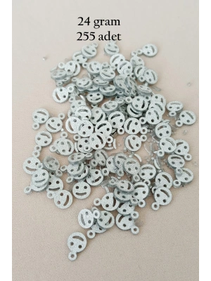Oya Abiye Bileklik Kolye Pleksi Metalik Plastik Pul Gümüş Renk 24 gram 255 adet - BNC585
