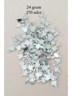 Oya Abiye Bileklik Kolye Pleksi Metalik Plastik Pul Gümüş Renk 24 gram 270 adet - BNC566